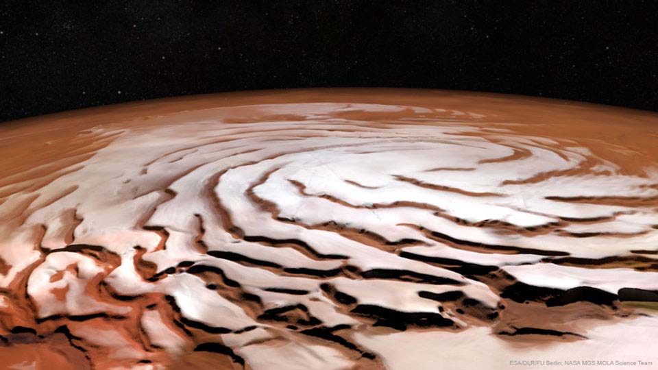 Les spirales du pole nord de Mars ❄️